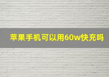 苹果手机可以用60w快充吗