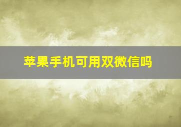 苹果手机可用双微信吗