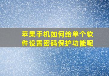 苹果手机如何给单个软件设置密码保护功能呢