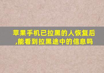 苹果手机已拉黑的人恢复后,能看到拉黑途中的信息吗