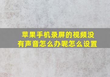 苹果手机录屏的视频没有声音怎么办呢怎么设置