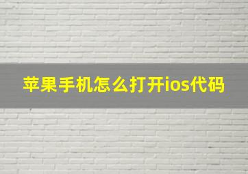 苹果手机怎么打开ios代码