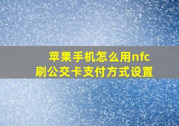 苹果手机怎么用nfc刷公交卡支付方式设置