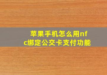 苹果手机怎么用nfc绑定公交卡支付功能