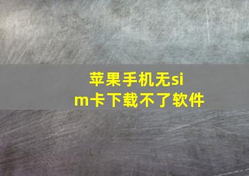 苹果手机无sim卡下载不了软件