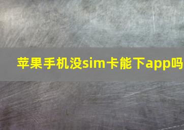 苹果手机没sim卡能下app吗