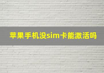 苹果手机没sim卡能激活吗