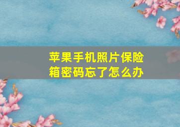 苹果手机照片保险箱密码忘了怎么办