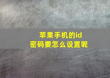 苹果手机的id密码要怎么设置呢