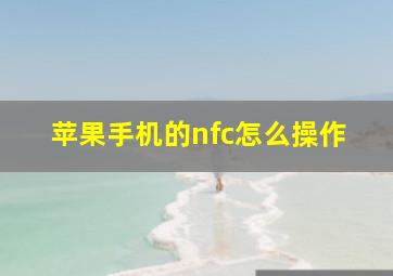 苹果手机的nfc怎么操作