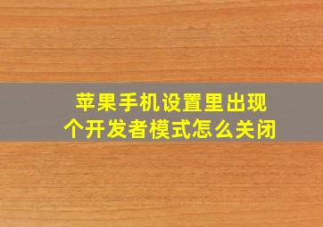 苹果手机设置里出现个开发者模式怎么关闭