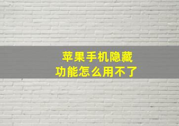 苹果手机隐藏功能怎么用不了