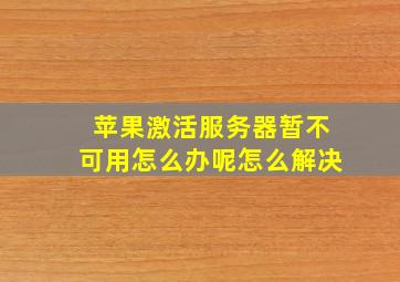 苹果激活服务器暂不可用怎么办呢怎么解决