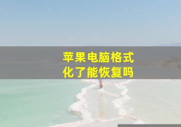 苹果电脑格式化了能恢复吗