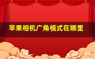 苹果相机广角模式在哪里