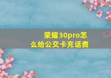 荣耀30pro怎么给公交卡充话费