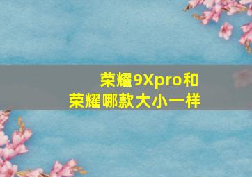 荣耀9Xpro和荣耀哪款大小一样