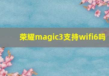 荣耀magic3支持wifi6吗