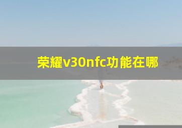 荣耀v30nfc功能在哪