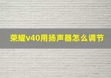 荣耀v40用扬声器怎么调节