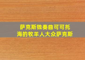 萨克斯独奏曲可可托海的牧羊人大众萨克斯