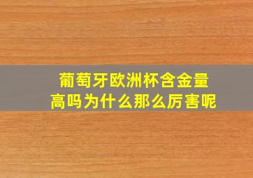 葡萄牙欧洲杯含金量高吗为什么那么厉害呢