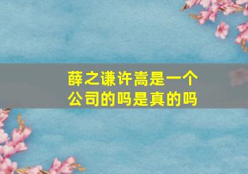 薛之谦许嵩是一个公司的吗是真的吗