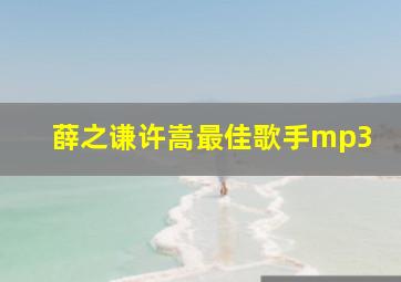 薛之谦许嵩最佳歌手mp3