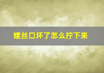 螺丝口坏了怎么拧下来