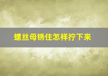 螺丝母锈住怎样拧下来