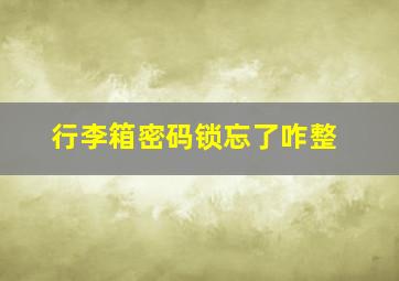 行李箱密码锁忘了咋整