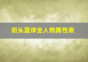 街头篮球全人物属性表