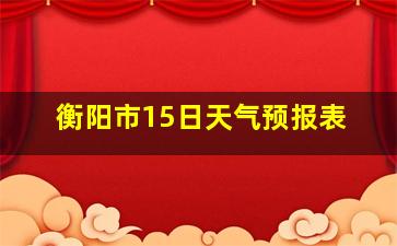 衡阳市15日天气预报表