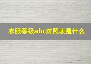 衣服等级abc对照表是什么