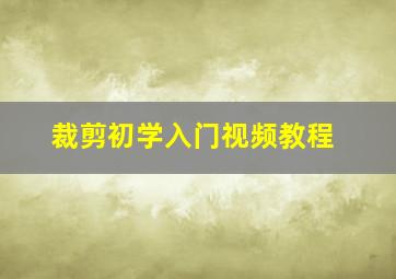 裁剪初学入门视频教程