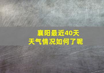 襄阳最近40天天气情况如何了呢