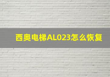 西奥电梯AL023怎么恢复