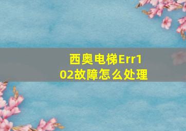 西奥电梯Err102故障怎么处理