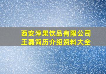 西安淳果饮品有限公司王磊简历介绍资料大全