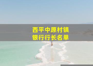 西平中原村镇银行行长名单