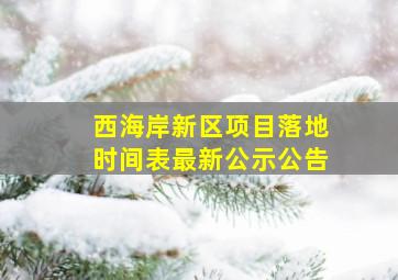 西海岸新区项目落地时间表最新公示公告