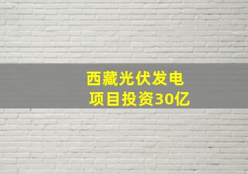 西藏光伏发电项目投资30亿