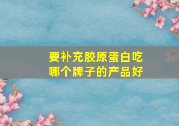 要补充胶原蛋白吃哪个牌子的产品好