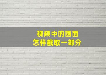 视频中的画面怎样截取一部分