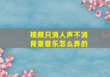 视频只消人声不消背景音乐怎么弄的