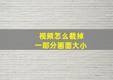 视频怎么截掉一部分画面大小