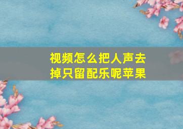 视频怎么把人声去掉只留配乐呢苹果