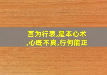 言为行表,是本心术,心既不真,行何能正