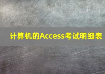 计算机的Access考试明细表