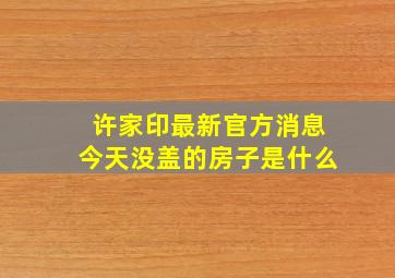 许家印最新官方消息今天没盖的房子是什么